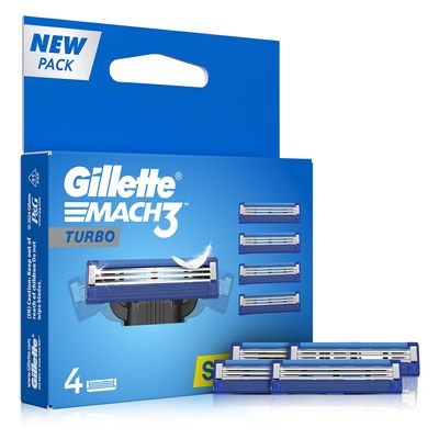Gillette Mach 3 Turbo Manual Shaving Razor Blades - 4s Pack (Cartridge)