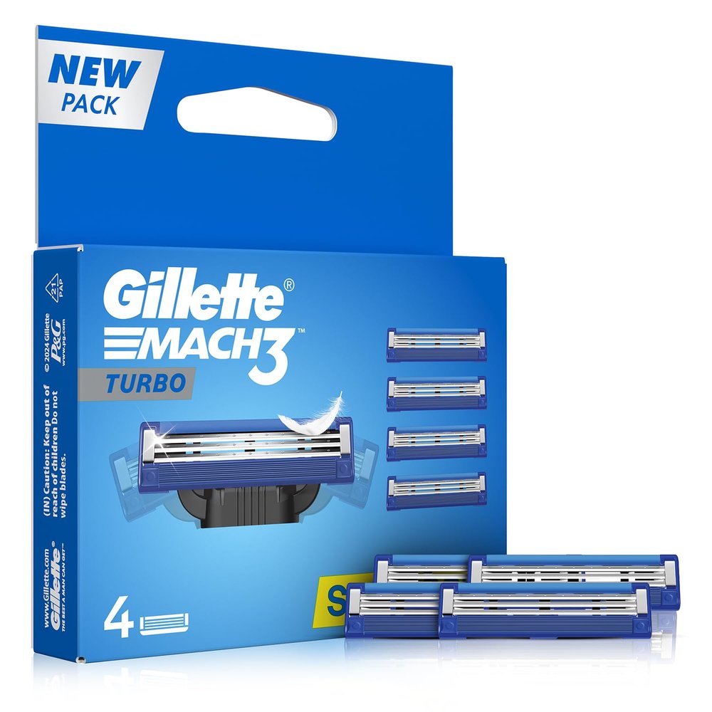 Gillette Mach 3 Turbo Manual Shaving Razor Blades - 4s Pack (Cartridge)