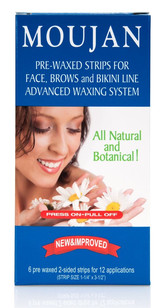 Moujan 2000 Press On Pull Off Pre-waxed Strips for Face 12 Applications