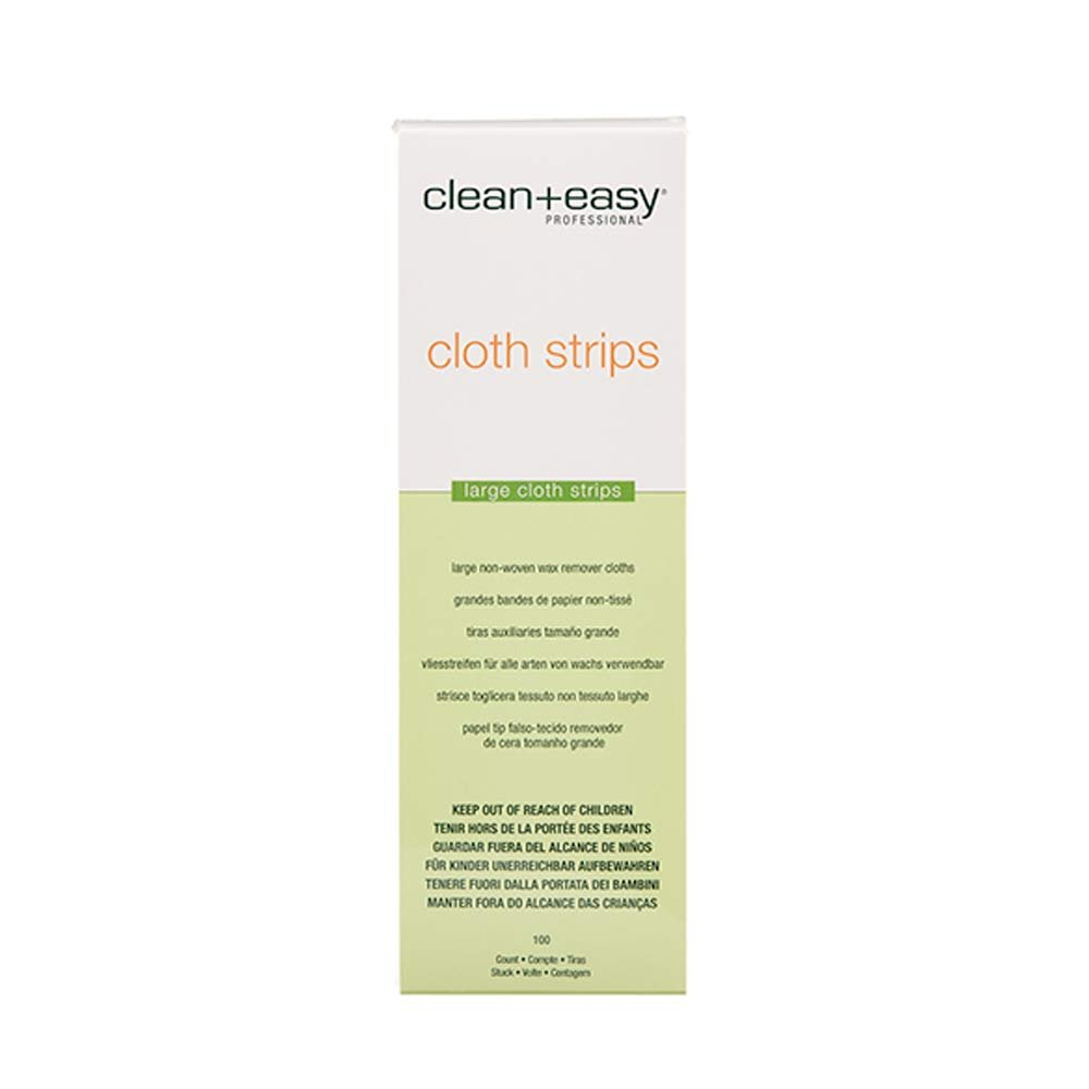 Clean + Easy Large (Leg) Cloth Strips for Full Body Hair Removal Treatment, Removes Fine to Coarse Hairs, Ideal for Sensitive Skin, 3"x9" (100 Count)