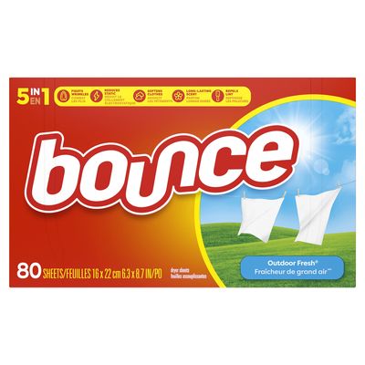 Bounce Fabric Softener Dryer Sheets, Outdoor Fresh Scent, 80 Count - Packaging May Vary.