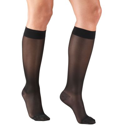 Black, Large : Truform Women's 15-20 mmHg Sheer Knee High Compression Stockings, Black, Large