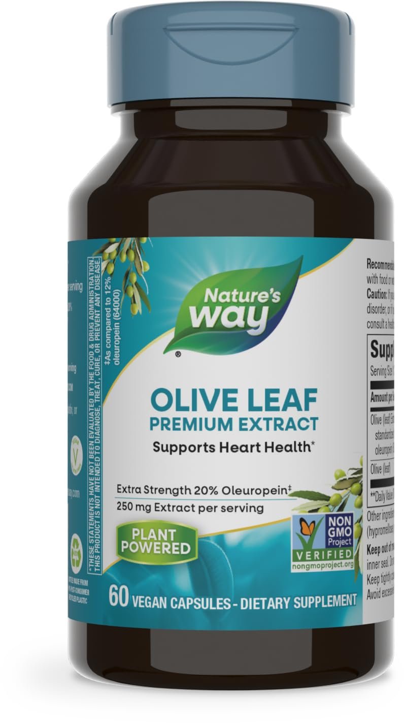 Olive Leaf Standardized 20% Oleuropein - 60 Vegetarian Capsules by Nature's Way