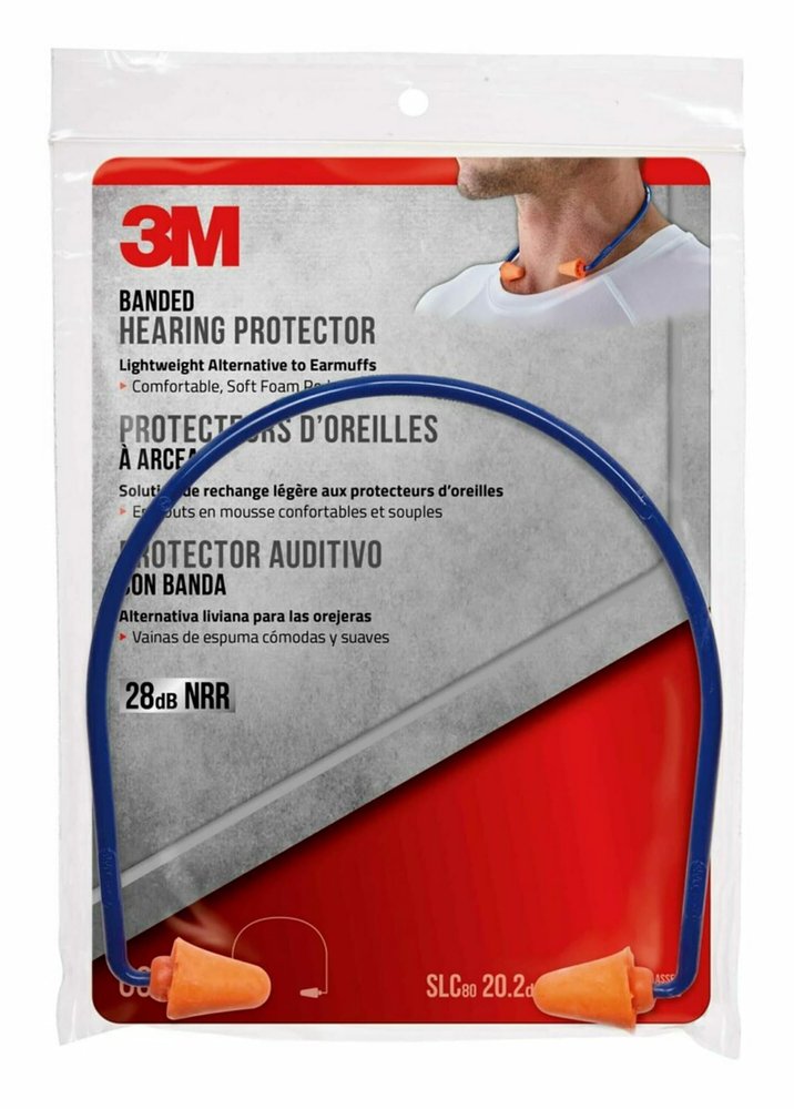 3M Safety Band Style Hearing Protector, Orange