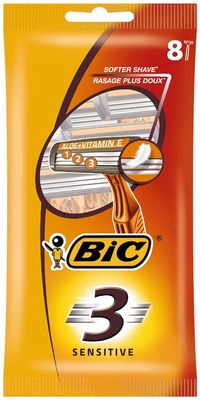 Bic Sensitive 3 E Blades Shaver Mens Razors 8-count (1 Pack)