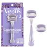 Gillette Venus 2-in-1 Razor with Built-in Shave Gel, Metallic, 2 Blades, Women's Razor view 1