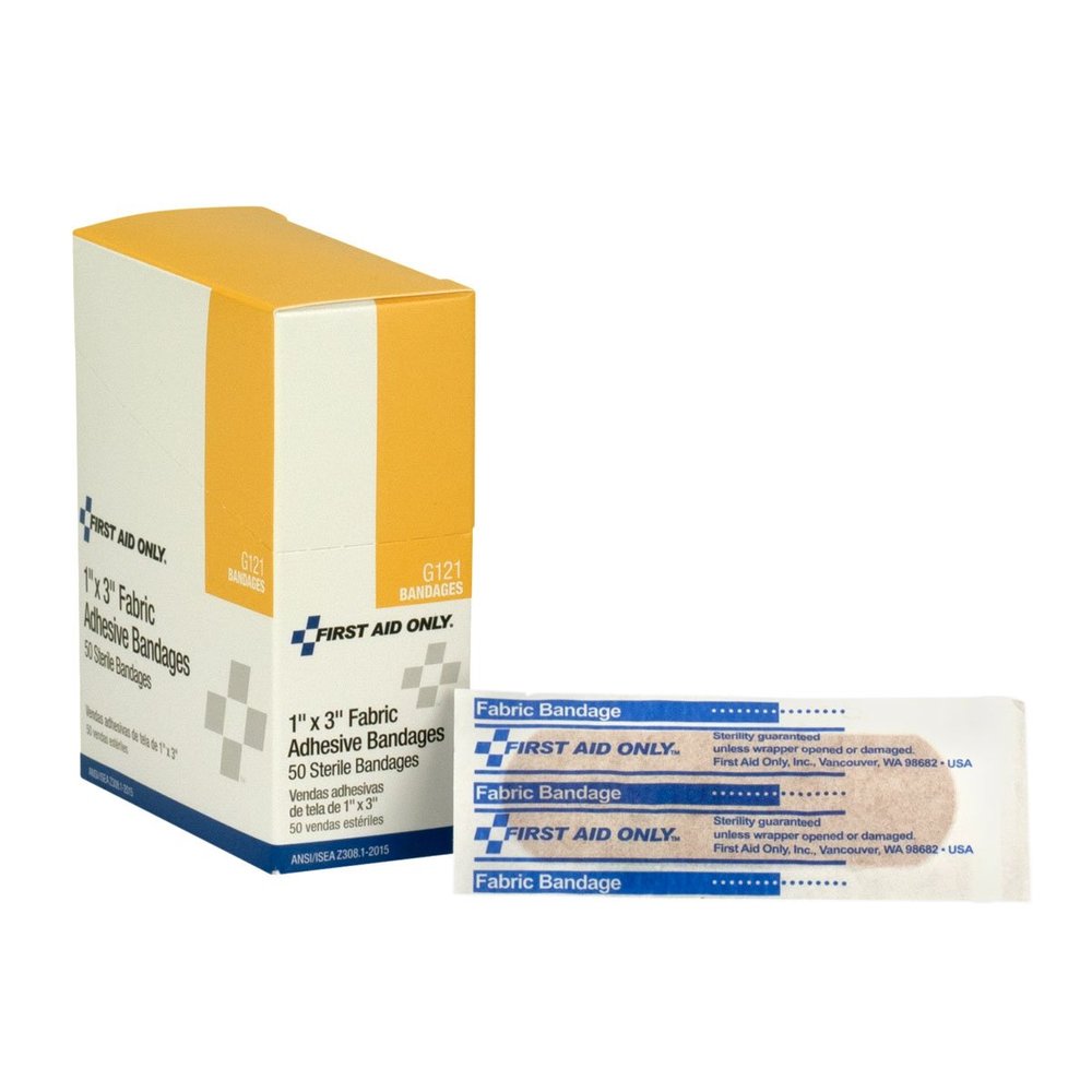 3M First Aid Only 1" X 3" Fabric Bandage, 50 Count Box