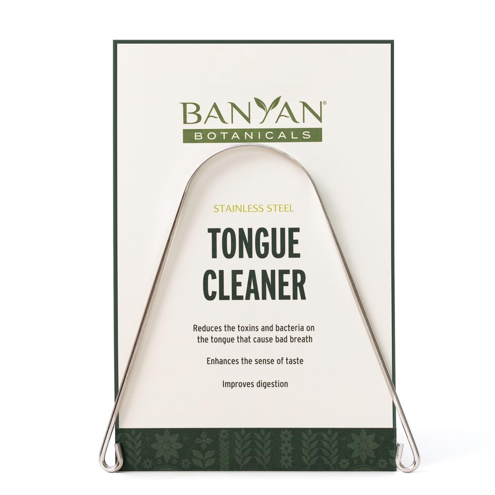Banyan Botanicals Ayurvedic Tongue Cleaner Scraper - Stainless Steel - Tridoshic - Made in the USA - Reduces toxin buildup and bacteria on the tongue