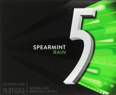 Wrigley's 5 Rain Spearmint Gum -10 Packs of 15 Pieces
