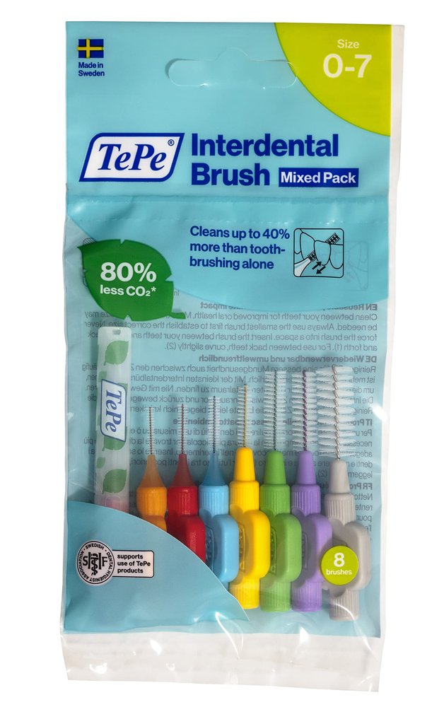Tepe Interdental Brush - Mixed 8 Sizes (8 Pieces/Packet)