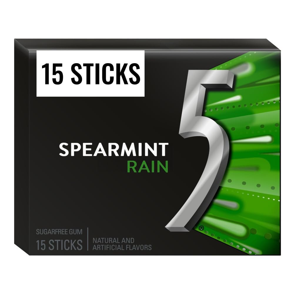 5 Rain Spearmint Sugar Free Gum, 15 Sticks, 40.5 g