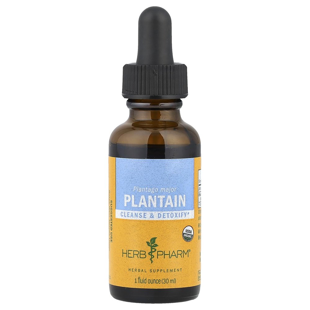 Herb Pharm Certified Organic Plantain Extract for Cleansing and Detoxification - 1 Ounce