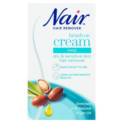 Nair Hair Removal Facial Brush On Cream for Women, 50Ml | For Dry & Sensitive Skin With Argan Oil