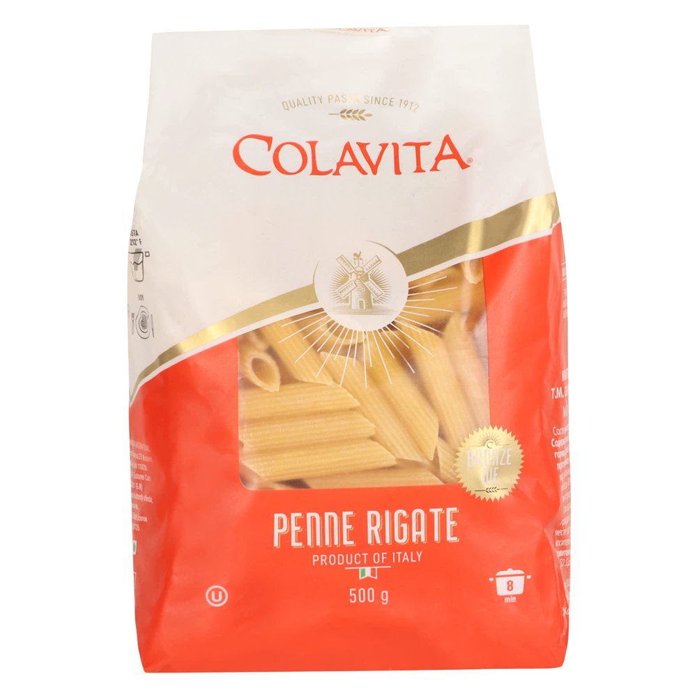 Colavita Penne Rigate Pasta 500g Hard Durum Wheat Pasta | High Protein | No Artificial Ingredients