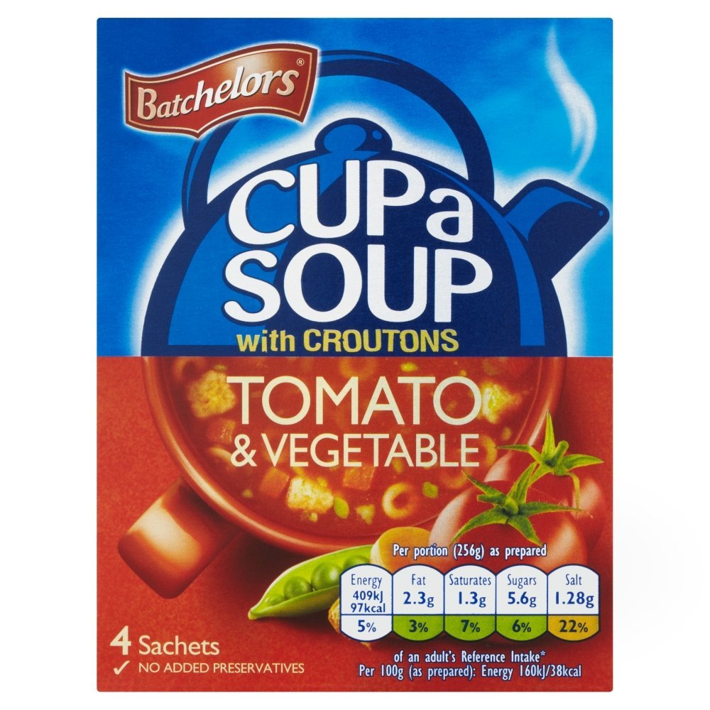 Batchelor's Cup A Soup with Croutons 4 Sachets - Tomato & Vegetable, 104 g