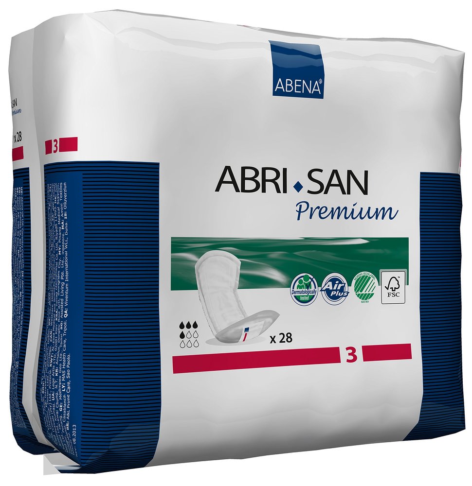 Abena Abri-San Premium Incontinence Pads, Size 3 - Mini, 28 Count