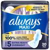 Always Maxi Overnight Extra Heavy Flow with Wings, Unscented Pads 20 Count view 1