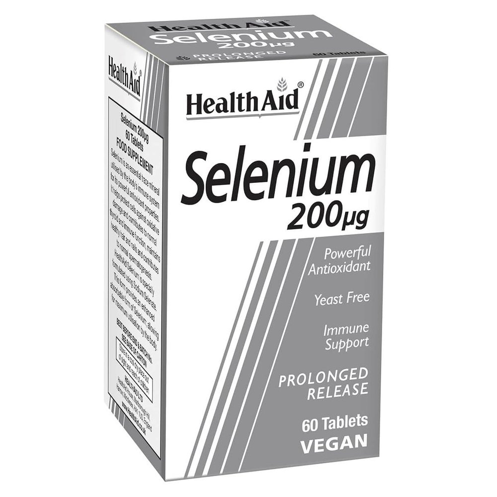 HealthAid Selenium Supplement | Yeast-Free Antioxidant for Immune & Thyroid Support | Promotes Cellular Protection & Heart Wellness | 60 Vegan Tablets(Pack of 1) | For Men & Women