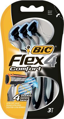 BiC Comfort 4 Quadruple Blade Mens Disposable Shaver Blister of 3