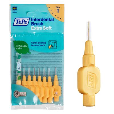 Tepe Interdental Brush, Lt Orange -X Soft 0.45mm (8 Pieces/Packet)