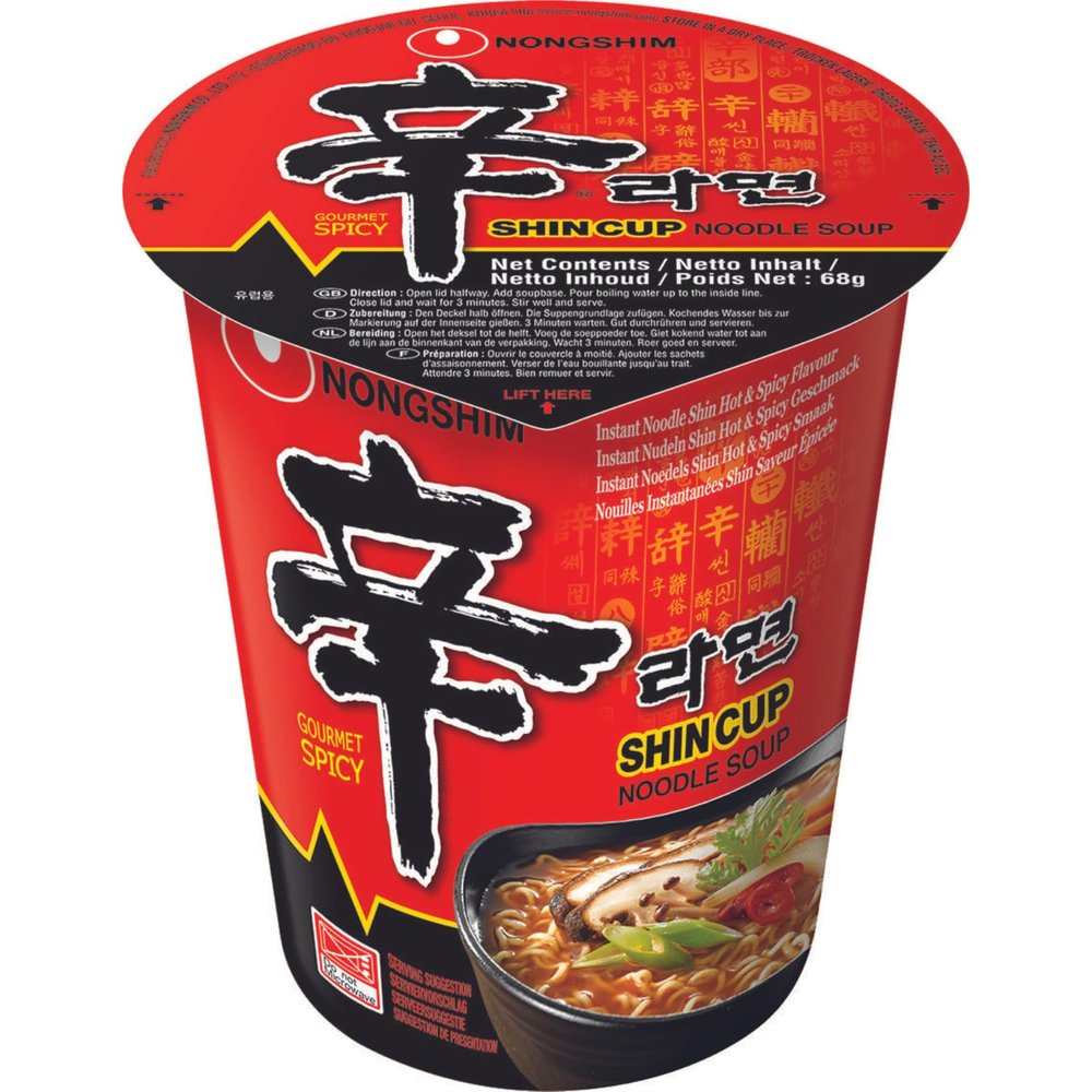 Nongshim Shin Cup Noodle Soup, 2.4 oz 68 g