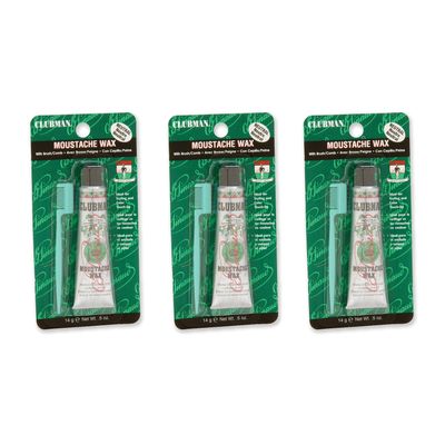 Clubman Pinaud Moustache Wax with Free Brush/Comb Applicator, Neutral, 0.5-Ounce (Pack of 3)