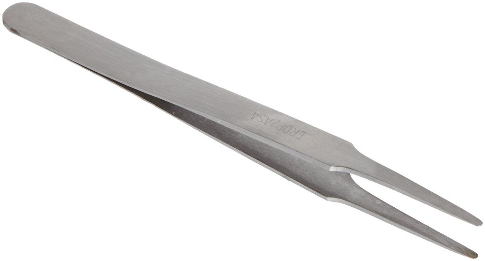 Erem EROP2ASA Stainless Steel Straight Tweezer, Large Flat Round Tip, Anti Magnetic, 4. 75 Overall Length