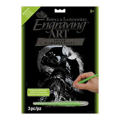 Silver Foil Engraving Art Kit 8""X10""-Dragon Tower
