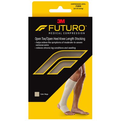 Futuro Men's and Women's Therapeutic Open Toe/Heel Knee Length Stocking (XL)
