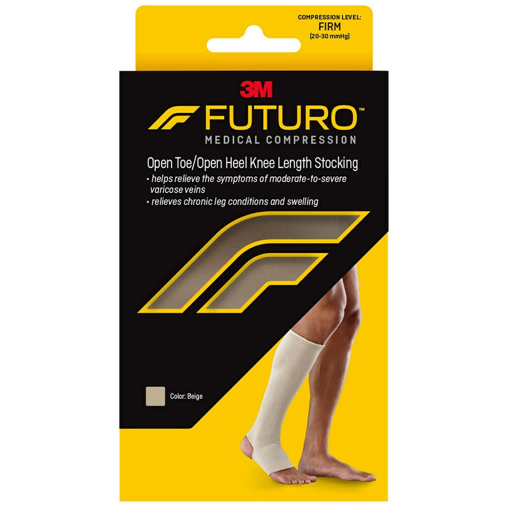 Futuro Men's and Women's Therapeutic Open Toe/Heel Knee Length Stocking (XL)