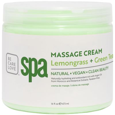BCL Spa Lemongrass and Green Tea Massage Cream, 16 Ounce