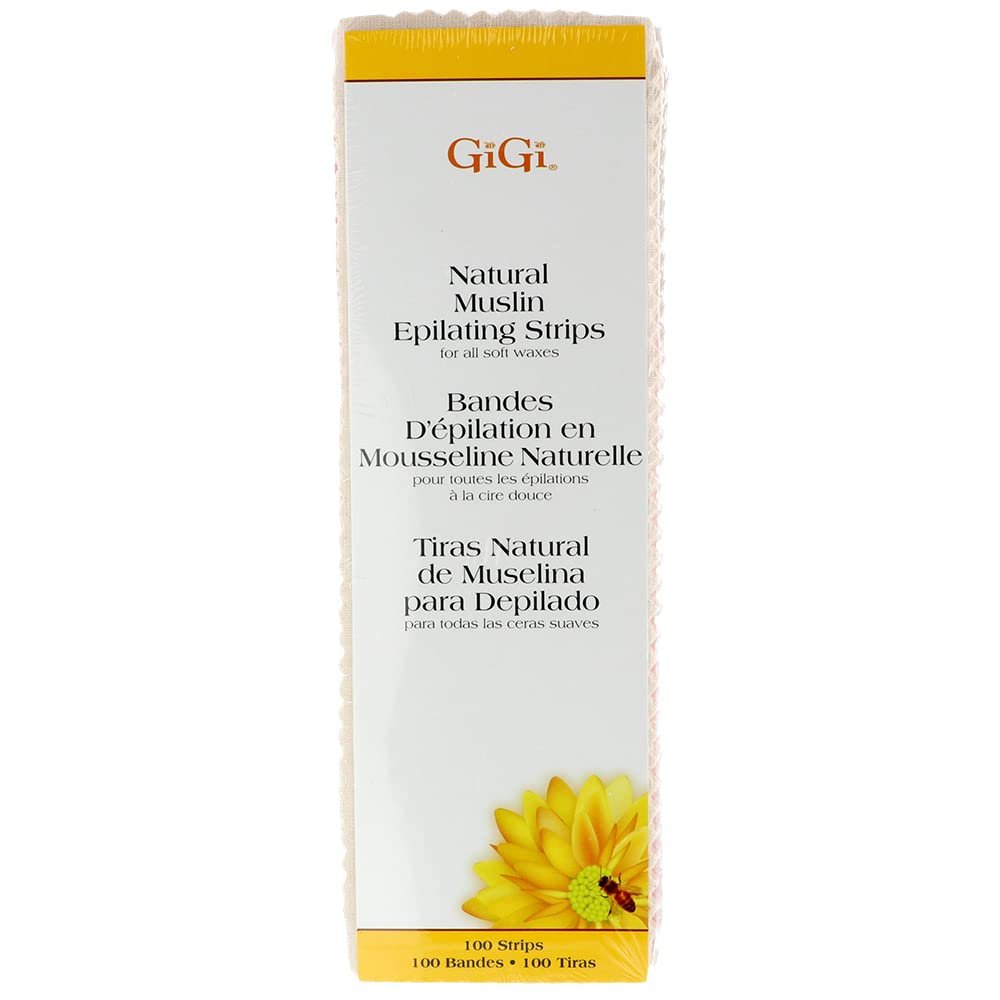 Large : GiGi Natural Muslin Epilating Strips for Hair Waxing/Hair Removal, Large, 100 strips