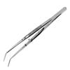 Aven 18400 Curved Serrated Tweezers with Lock, Stainless Steel, 6" Length, 1-5/8" Tip Length view 1