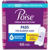 Poise Incontinence Pads, Moderate Absorbency, Regular, 66 Count view 1