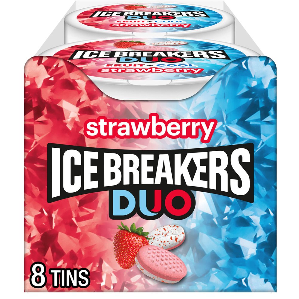 Ice Breakers Duo Fruit and Cool Strawberry Mints Pouch, 8 X 36 G, 0.9 Pounds