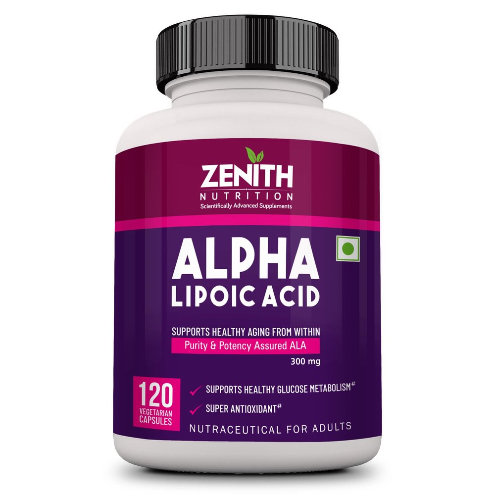 Zenith Nutrition Alpha Lipoic Acid 300Mg -Pack of 120 Capsules