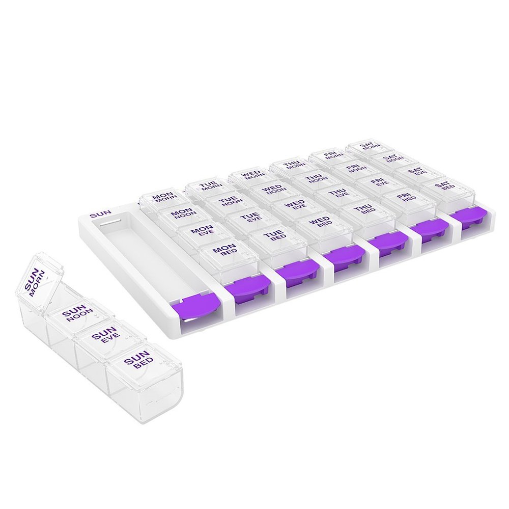 Ezy-Dose Four-A-Day Weekly One Day At a Time Medication Organizer Medium 2-Pack