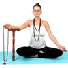 HealthAndYoga Yoga Meditation Danda  Wooden Carved Arm Rest Pole with Brass Inlays (1.5 feet)-Mala Japa, Dhyana, Swara Breath Manipulation & Pranayama practice- Ancient Device used by Yogis & Sadhus view 1