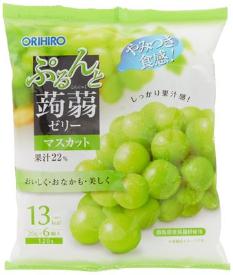 Orihiro Purunto Konnyaku Jelly Muscat, 120 g (20g x 6 packs) | Made in Japan | Japanese Jelly