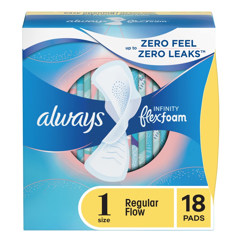 Always Infinity Pads with Flex-Wings, Unscented, Regular, 18 ea,