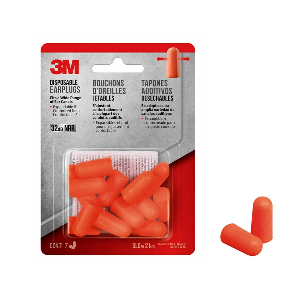 3M TEKK Protection Disposable Earplugs, 7-Pair