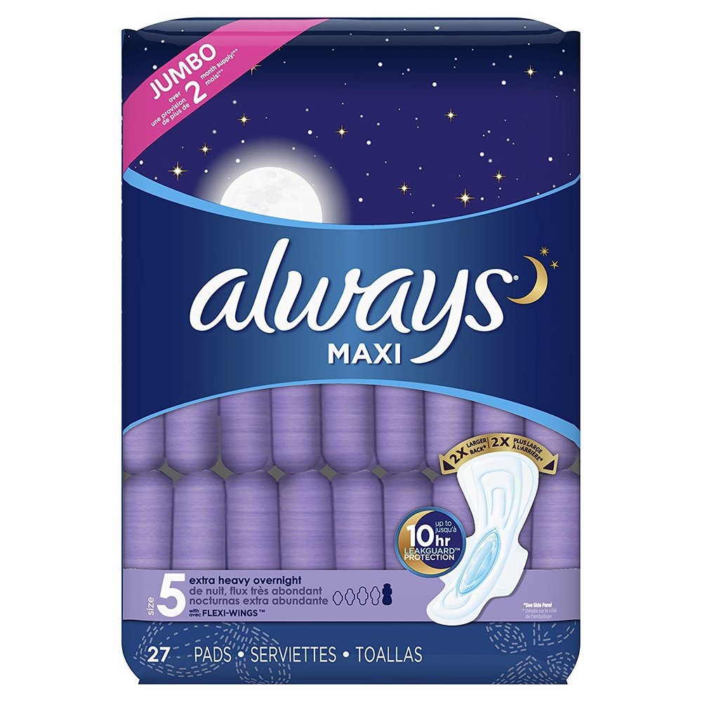 Always Maxi Size 5 Overnight Pads With Wings(27 Pads)