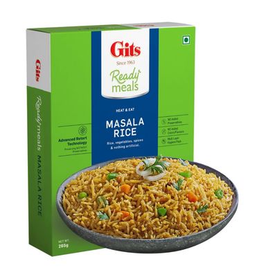 Gits Ready to Eat Masala Rice, Pure Veg Heat and Eat Rice Dish,Microwaveable, 265g