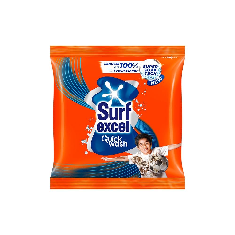 Surf Excel Quick Wash Detergent Powder, With Power Of Lemon & Bleach, Removes Tough Stains, 500 g