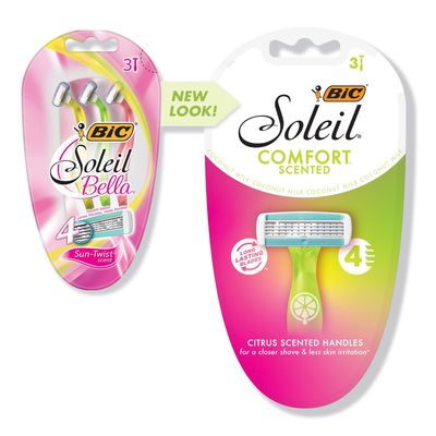 BIC Soleil Bella Scented Disposable Four Blade Shaver, Women, 3 Count Package