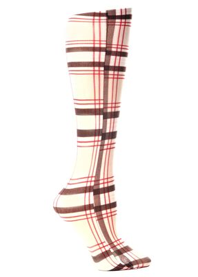 Celeste Stein Therapeutic Compression Socks, Tan Brown Plaid, 8-15 mmhg, 1-Pair