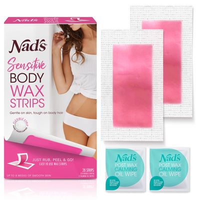 NAD'S Nads Hair Removal Body Wax Strips for Sensitive Skin Strips - Pack of 28 Strips