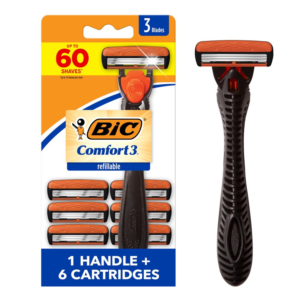 BIC Hybrid Comfort 3 Disposable/System Shaver, Men, 6-Count