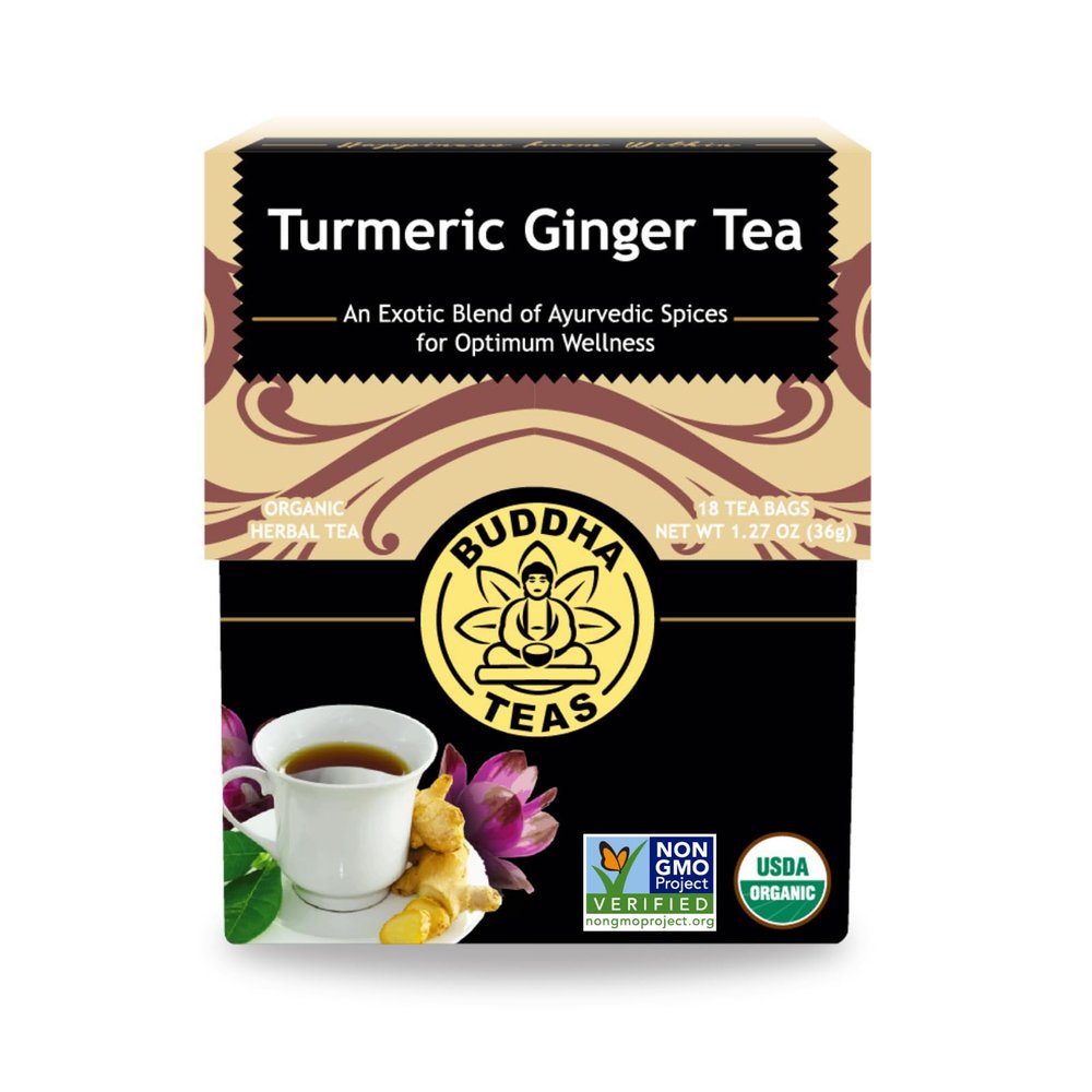 1 Pack : Organic Turmeric Ginger Tea - Kosher, Caffeine-Free, GMO-Free - 18 Bleach-Free Tea Bags
