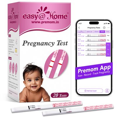 Easy@Home Pregnancy Test Kit: 20 Strips Test Pack for Early Urine HCG Detection - Sensitive & Precise Results in 5 Mins - Easy to Track with Premom App Support